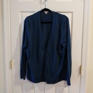 Blue v-neck boyfriend cut cardigan